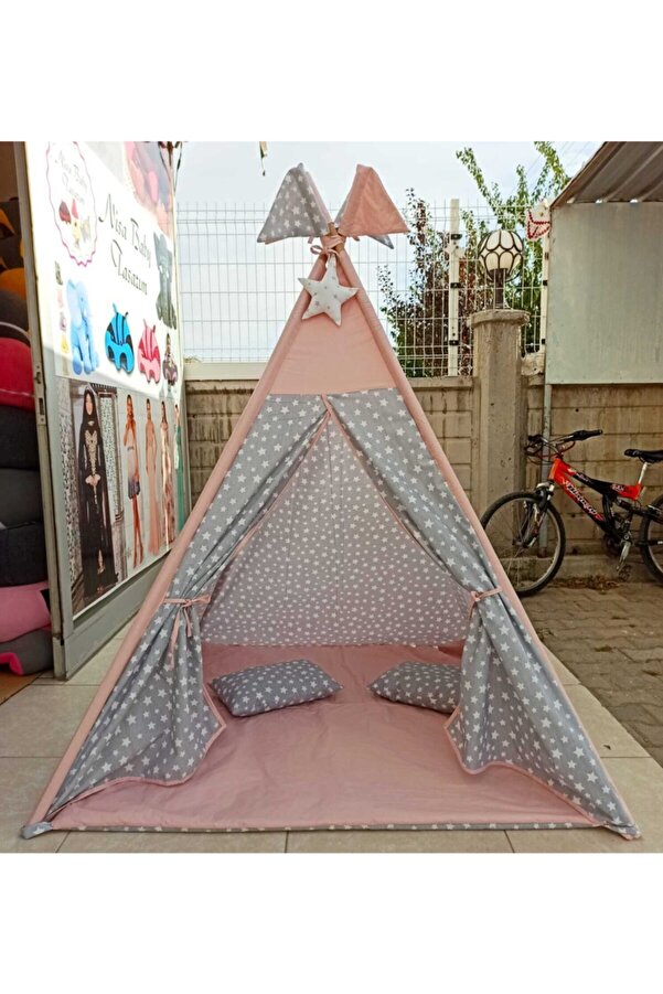 nisa baby tasarım Pembe Büyük Boy Kızılderili Oyun Çadırı