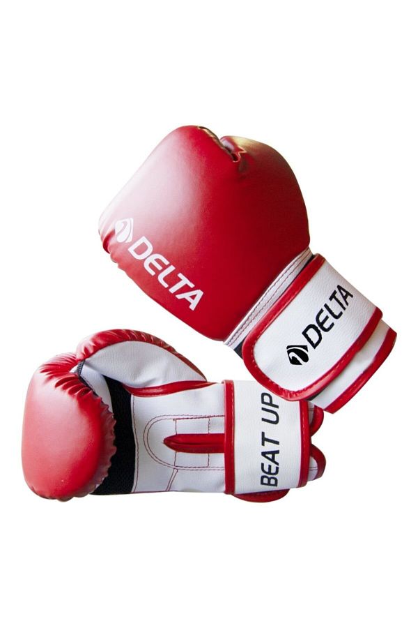 Delta-Beat Up Dura-Strong Red-White Boxing Gloves with Bag 1