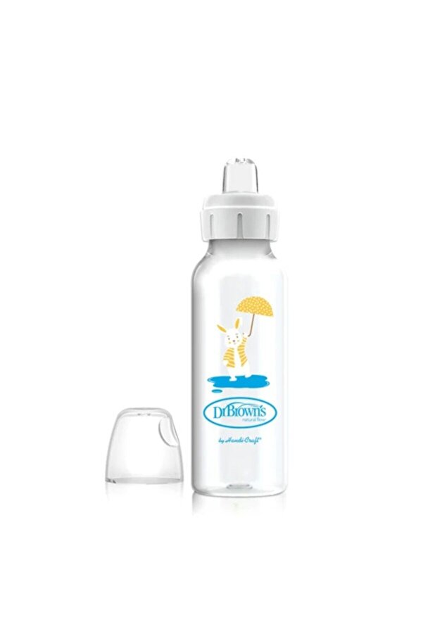 Dr.Brown's 8 oz/ 250 ml PP Dar Ağız + Sippy Biberon Bardak,  Tavşan, Tekli Paket