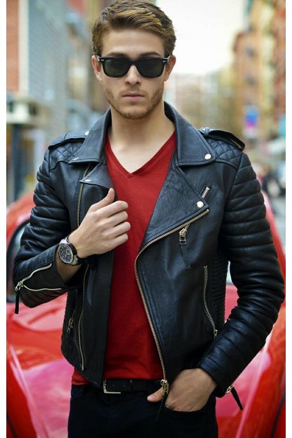 Short sleeve leather jacket mens deals