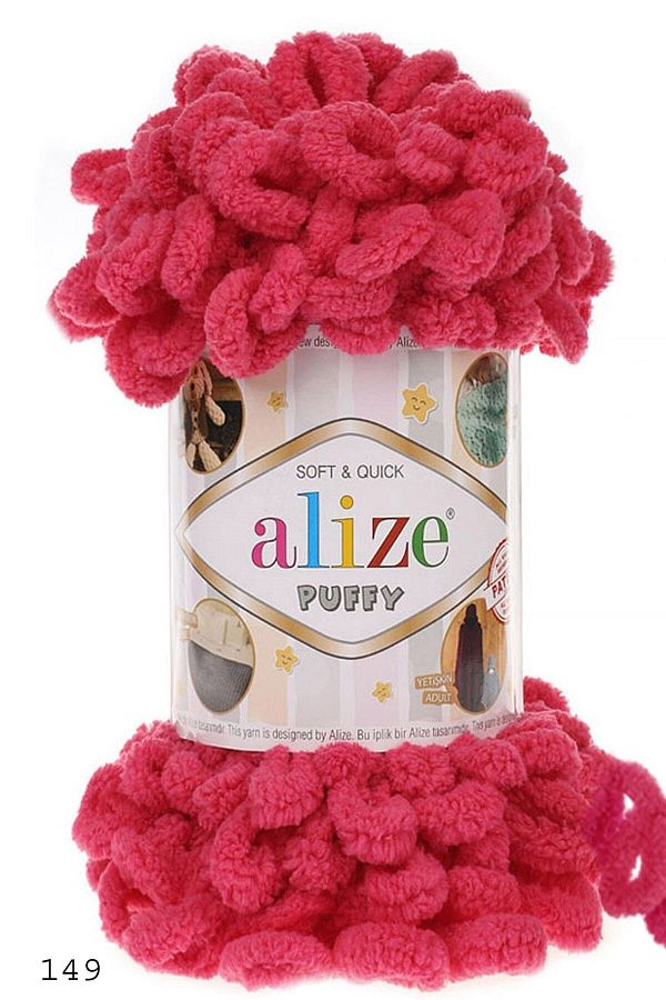 Alize-Fuchsia Puffy Color Code-149 - Hand Knitting Rope (Pack of 5) 1