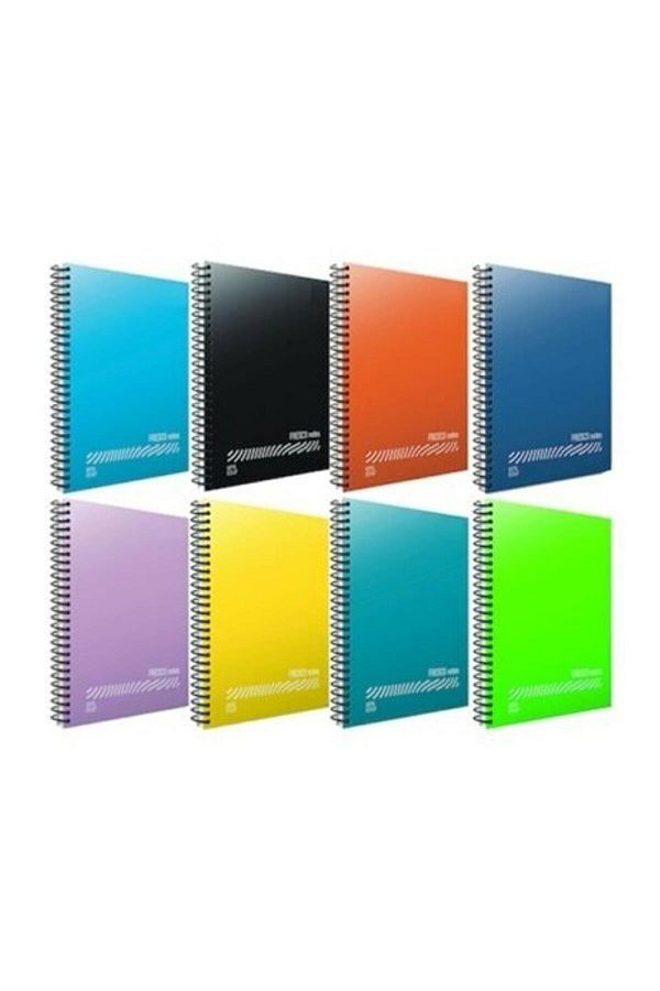 Gıpta-Fresco Spiral Plain Plastic Notebook A5 96 Sheets Checkered Small Size 12 Li Small Size 1