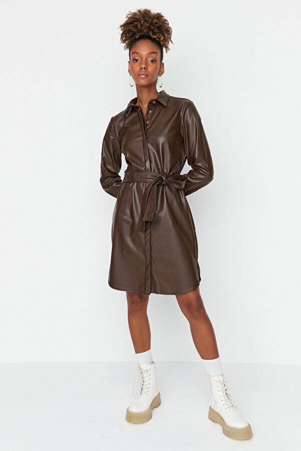 esprit kleid lederoptik