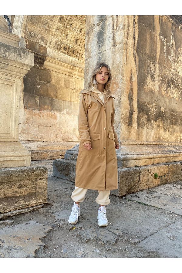 SA collection Women s Camel Raincoat Windbreaker Trench Coat Trendyol