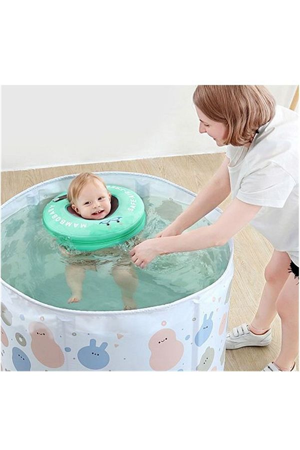 Schulzz Mambobaby Baby Swimming Neck Ring with Safety Belt Green Trendyol