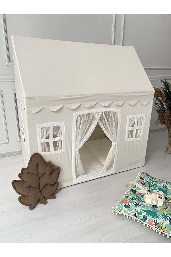 Miniden Çocuk Oyun Evi Krem Renkli Oyun Çadırı Oyun Alanı