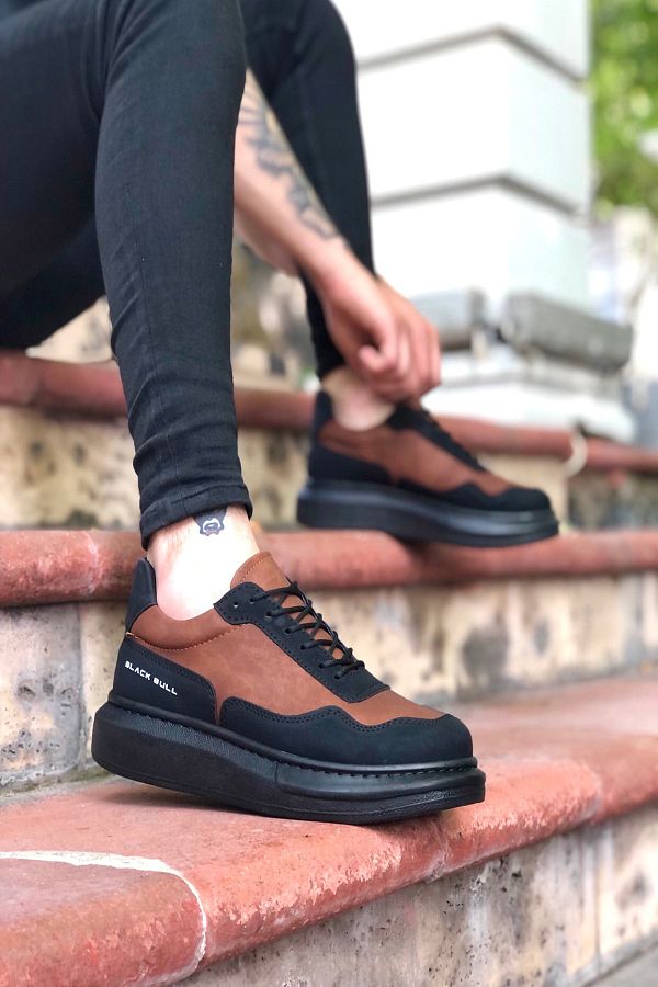 Mida Shoes-بني - حذاء رجالي ذو نعل عالي أبيض اللون 1