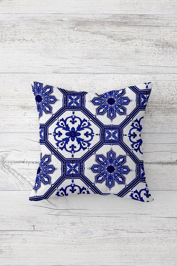on the clouds-Ethnic Blue Patterned Single Side Printed Hidden Zipper Pillow Case Throw Pillow Pillow Case 1