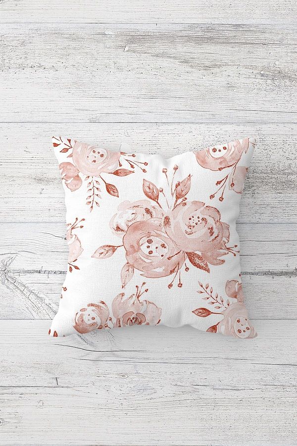 on the clouds-Pink Rose Patterned One Side Printed Hidden Zipper Pillow Case Throw Pillow Sofa Pillow Case 1