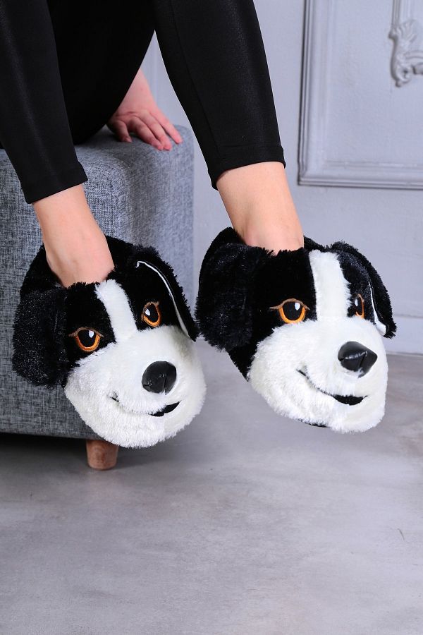 Black dog slippers sale