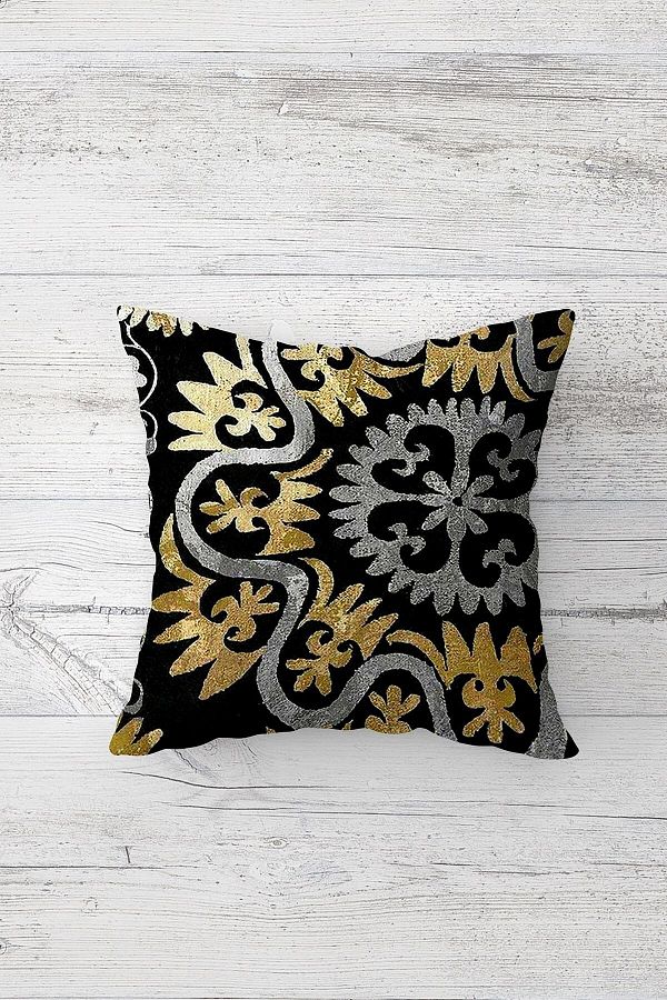 on the clouds-Metallic Gold Crest Pattern One Side Print Hidden Zipper Pillowcase Throw Pillow Sofa Cushion Case 1