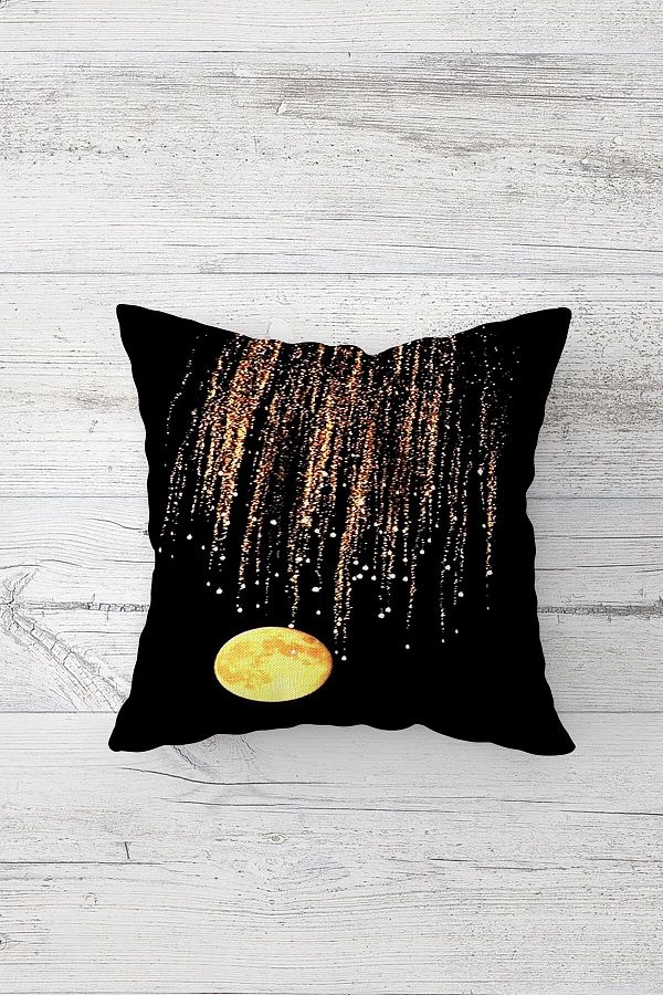 on the clouds-Moon and Sequin Patterned One Side Printed Hidden Zipper Pillow Case Throw Pillow Sofa Pillow Case 1