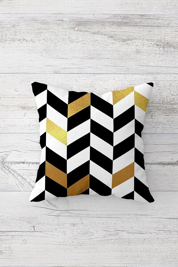 on the clouds-Geometric Pattern Gold Detail One Side Printed Hidden Zipper Pillow Case Throw Pillow Pillow Case 1