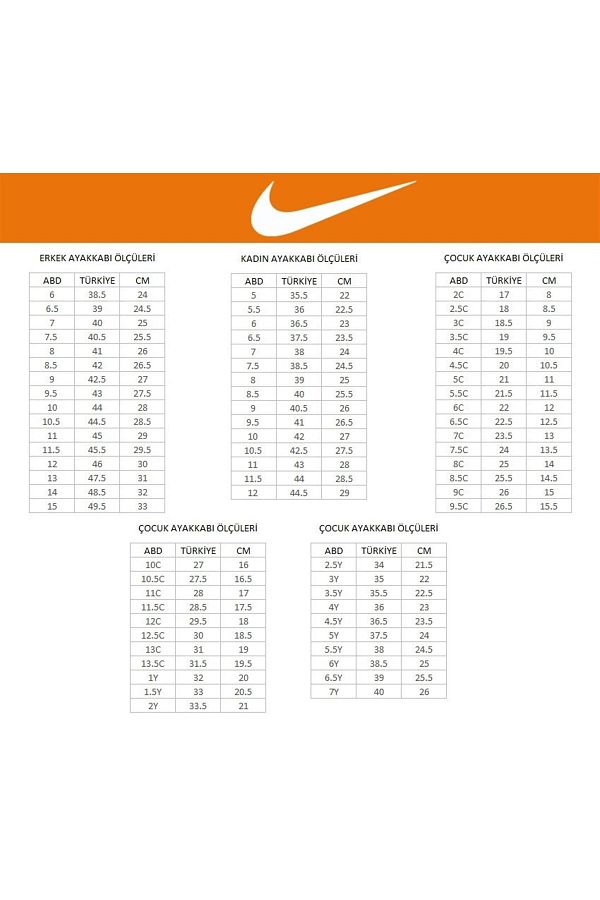 Nike zoom on sale size chart