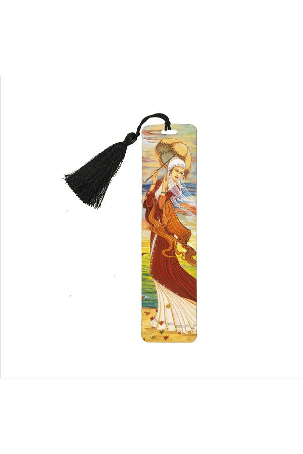 BAKSEPETE-Umbrella Girl Printed, Tasseled Bookmark (gift Bookmark, bookmark-112) 1