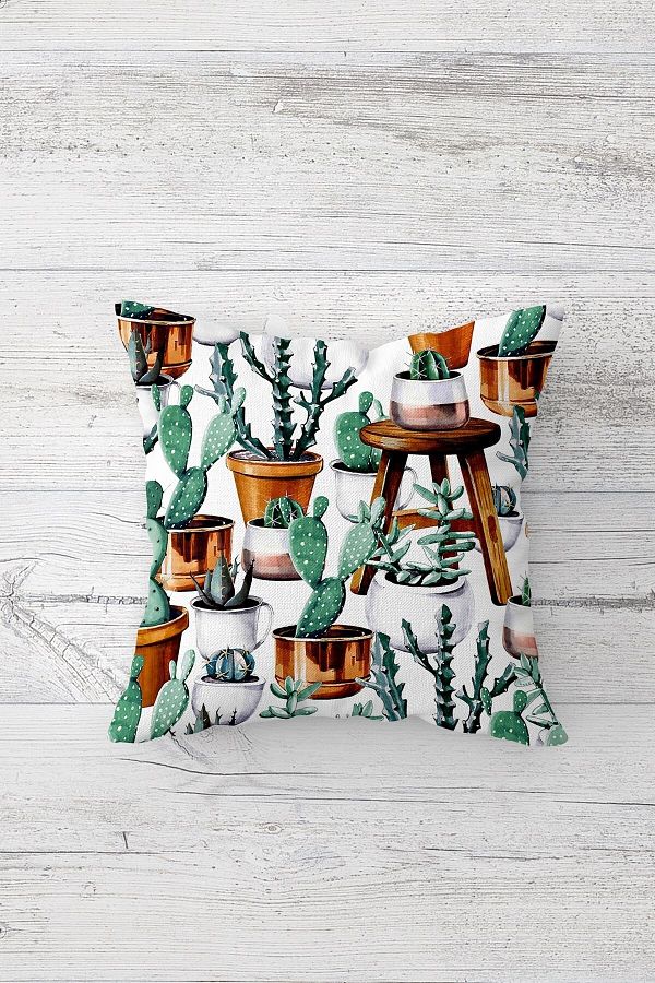 on the clouds-Cacti in Pots Single Side Printed Hidden Zipper Pillowcase Throw Pillow Sofa Pillowcase 1