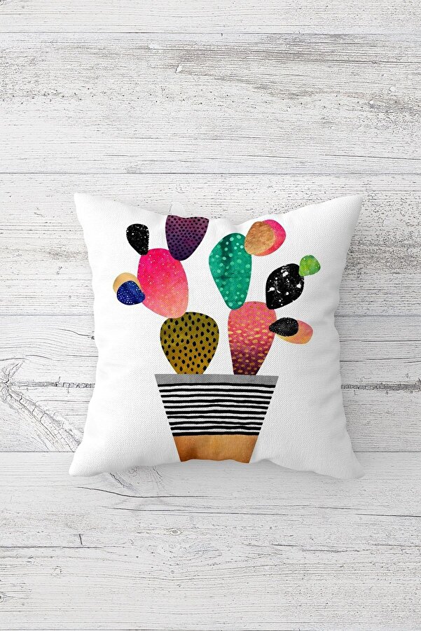 on the clouds Colorful Cactus on White Background Single Side