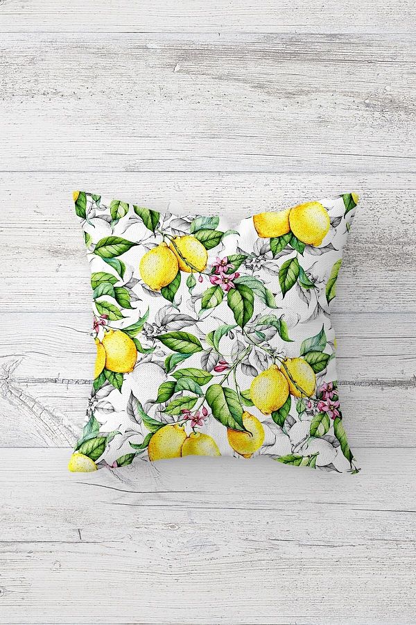 on the clouds-Lemon Flower Patterned One Side Printed Hidden Zipper Pillow Case Throw Pillow Sofa Pillow Case 1