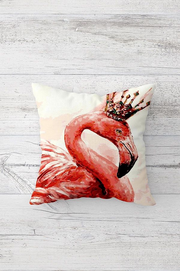 on the clouds-Crowned Flamingo Patterned Double Sided Printed Hidden Zippered Pillowcase Throw Pillow Pillowcase 1