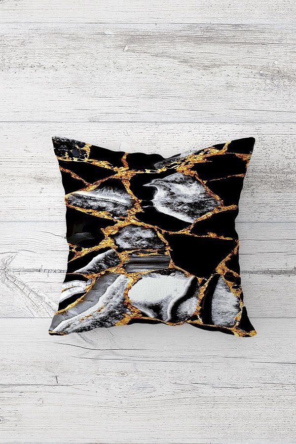 on the clouds-Black Gray Marble Pattern One Side Printed Hidden Zipper Pillowcase Throw Pillow Sofa Pillowcase 1