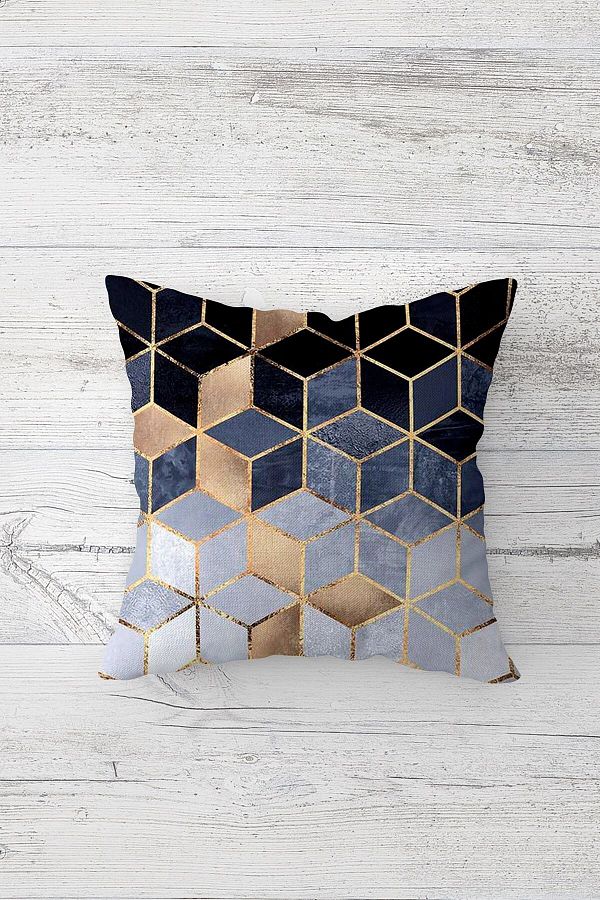 on the clouds-Gray Geometric Honeycomb Hexagon One Side Printed Hidden Zipper Throw Pillow Sofa Pillow Case 1