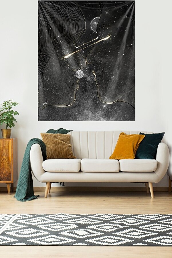 on the clouds The Lovers Leke Tutmaz Kadife Dokulu Kumaş Duvar Örtüsü Duvar Halısı Tapestry