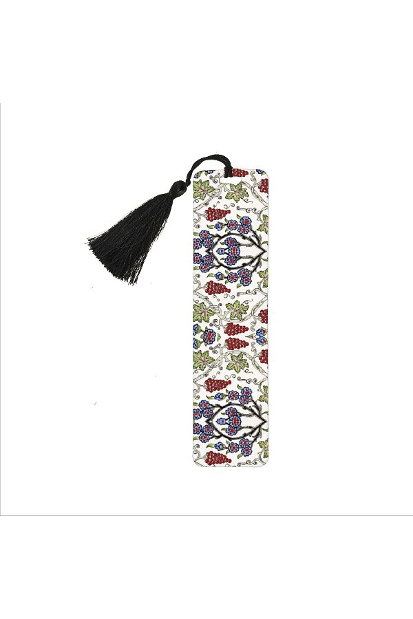 BAKSEPETE-Grape Tile Pattern Printed, Tasseled Bookmark (gift Bookmark, bookmark-137) 1