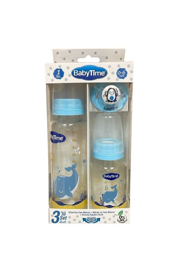 Glass baby shop bottle set