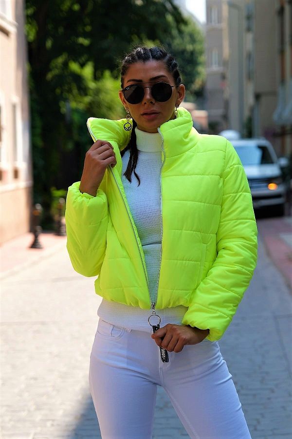Lime green bubble coat outlet