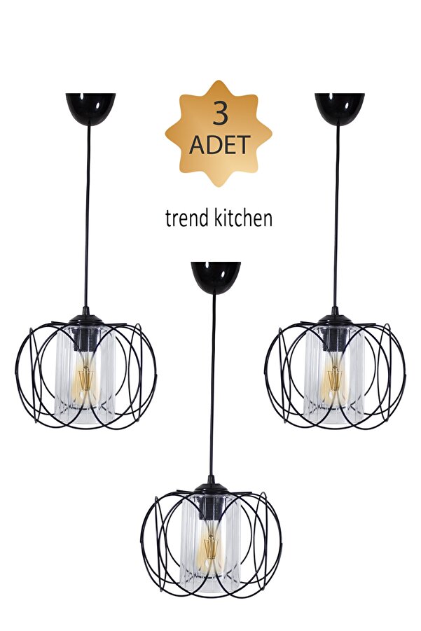 Trend Kitchen 3 Adet Trend Tasarım Olimpiyat Sarkıt Mutfak, Banyo Yatak Odası, Çocuk Odası, Antre Avize