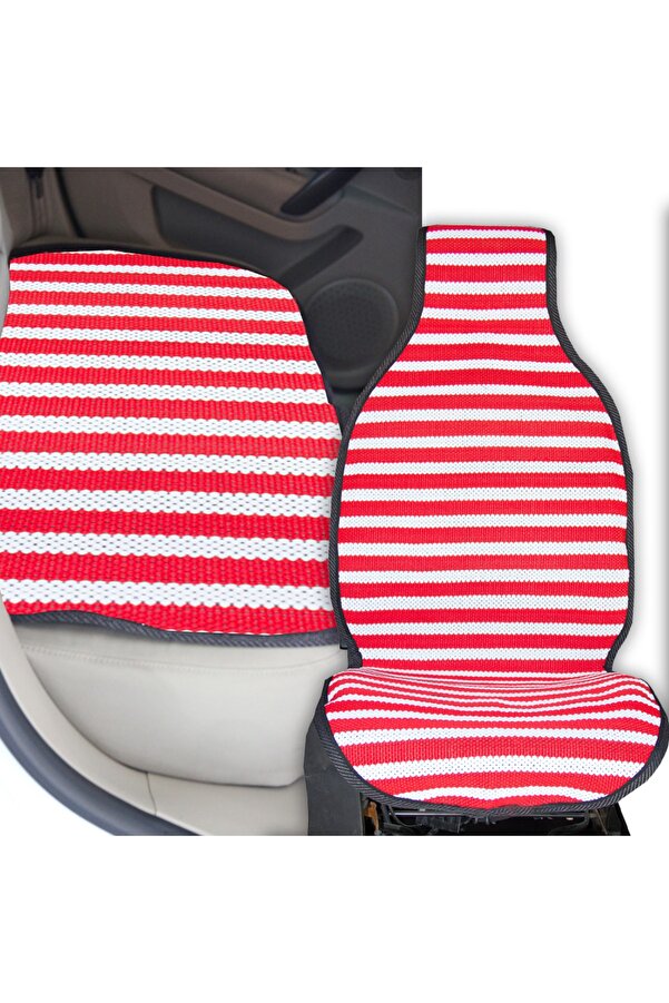 Bod Terletmez Kilim Örme Koltuk Koruyucu Kılıf 3 Lü Set Kırmızı-beyaz