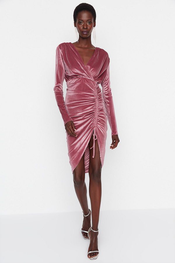 Dusty rose velvet dress cheap