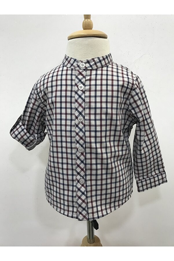 çikoby Erkek Bebek Bordo Kareli Gömlek