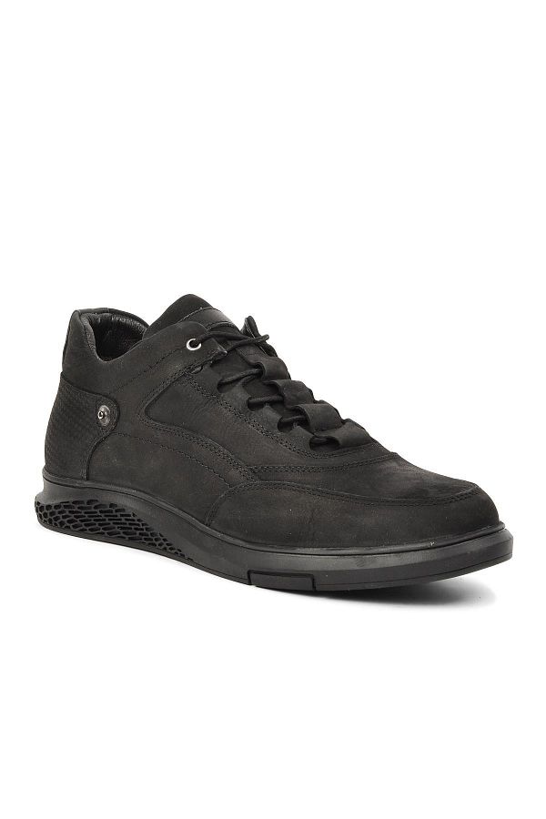 Voyager-حذاء كاجوال أسود من الجلد الطبيعي Nubuck للرجال 1