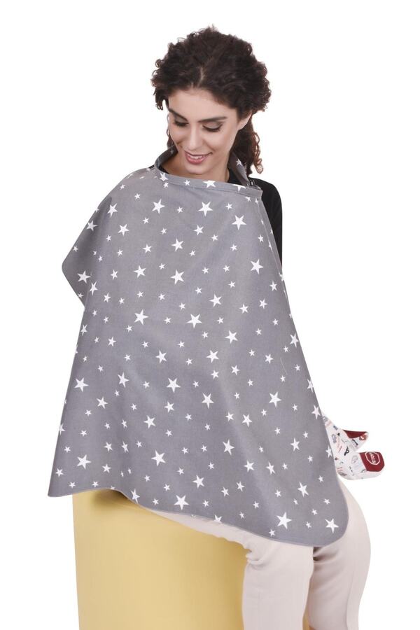 Sevi Bebe Tokalı Emzirme Örtüsü Art-6372 Gri Yıldız