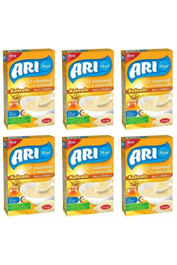 ARI Mama 12 Vitaminli 6 Mineralli Sütlü Ballı Irmikli Pirinç Unu Kahvaltı 200gr 6'lı