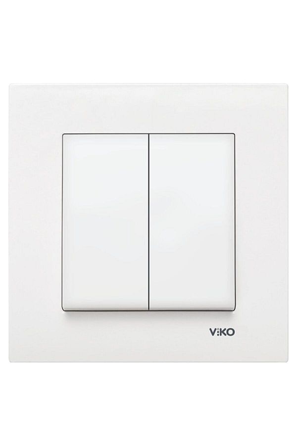 VİKO-Viko Karre Model White Commitator (Double Switch) Frame Included 1
