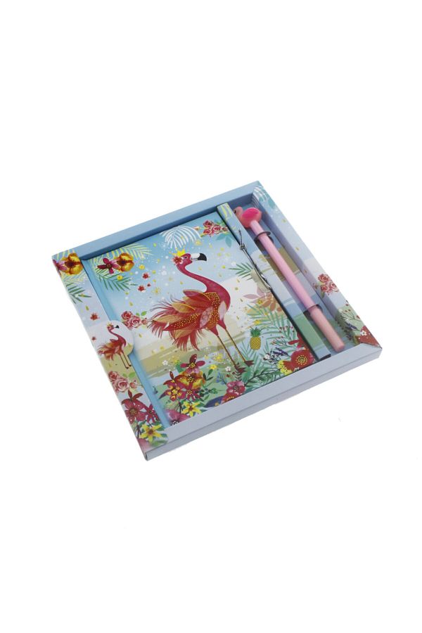 mutlu adım-13x18cm Flamingo Memory Book and Pen Set 1