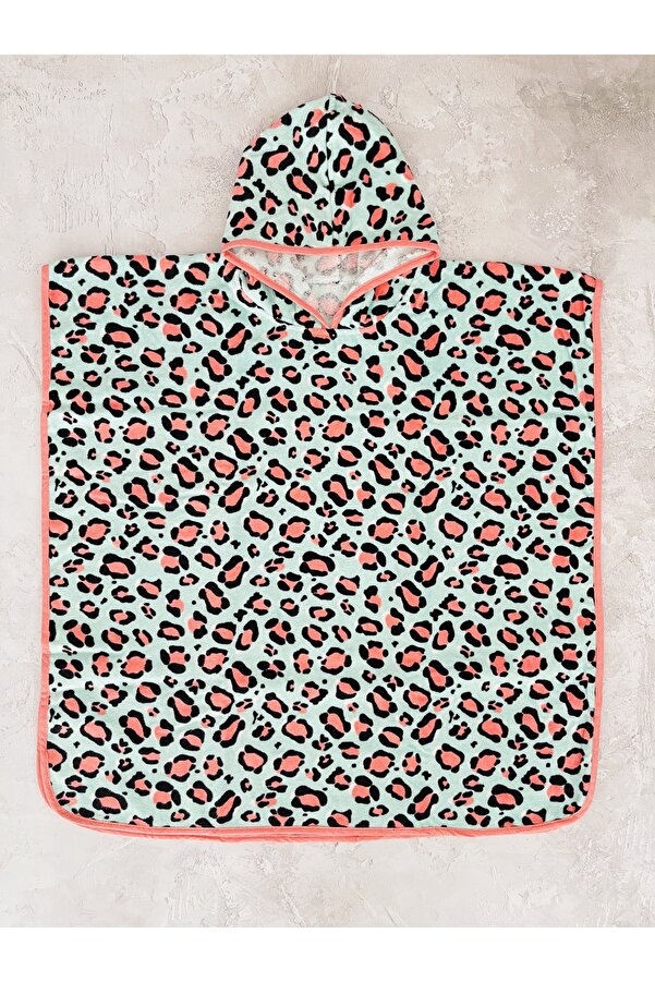 JUNİPERUS 9/12 Yaş Bornoz Plaj Havlusu Panço Kapuşonlu %100 Pamuk Emici