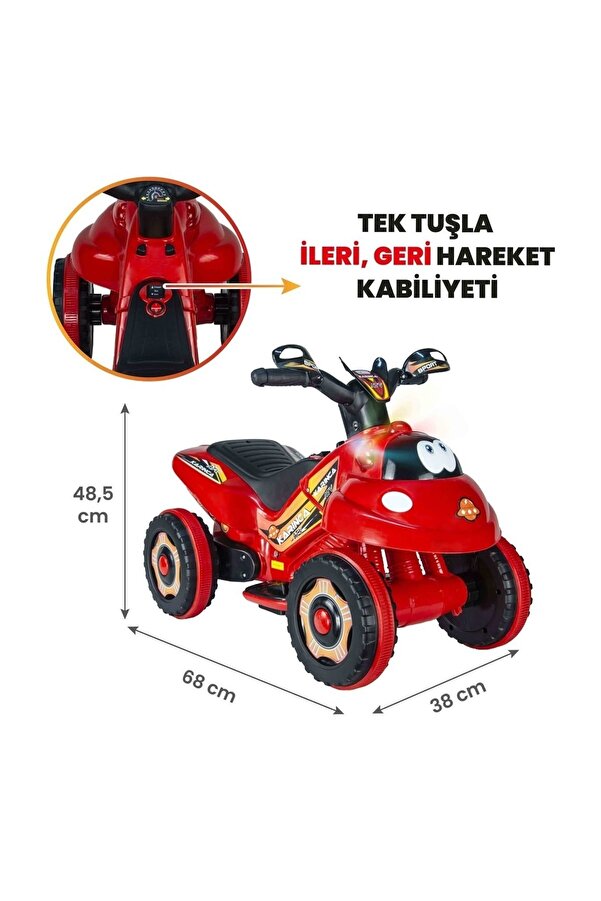 ujtoys Müzikli Ve Led Işıklı Akülü Atv 6v Karınca Kırmızı