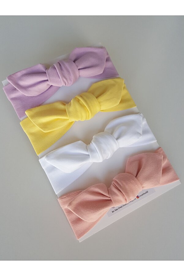 swan butik Kız Çocuk Bebek Bandana Toka Seti 4'lü Lila, Sarı, Beyaz, Pudra Pembe