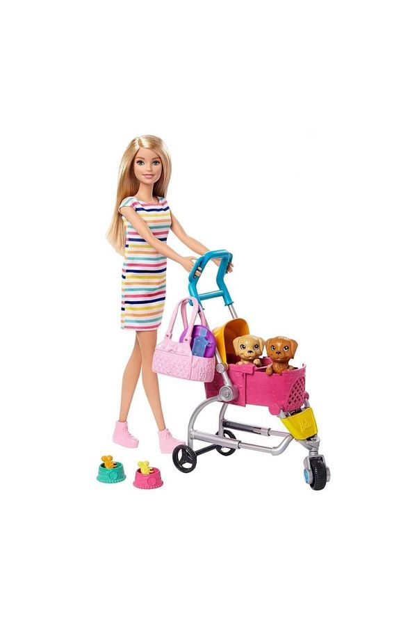Barbie And Her Dogs Are Walking Play Set With Baby 2 Puppies And Stroller Ghv92 Trendyol