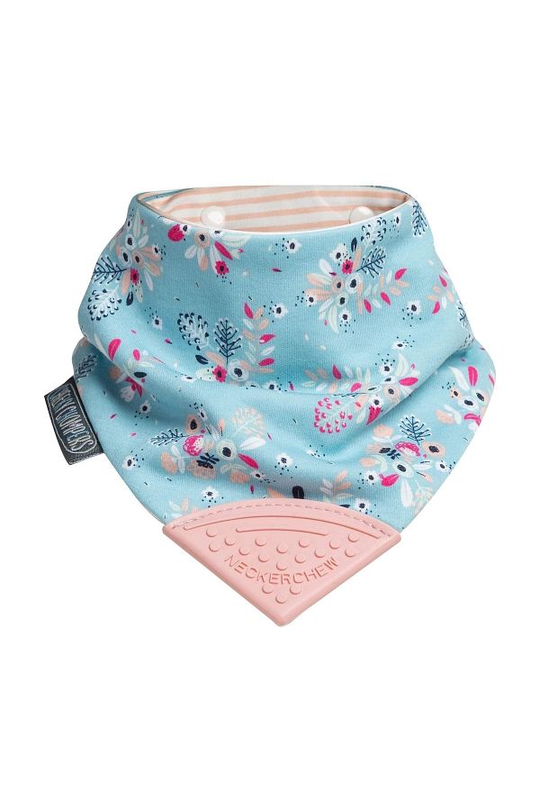 CHEEKY CHOMPERS-Neckerchew Botanical Bloom Cotton Teether Bib 1