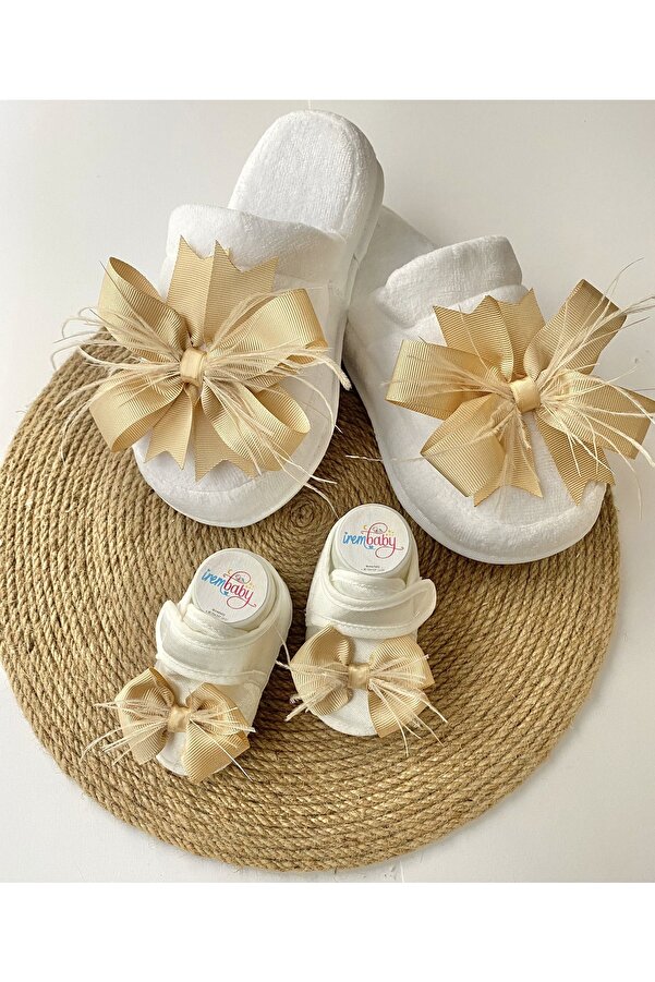 irembaby Anne Bebek Lohusa Seti Gold Lohusa Tacı Lohusa Terlik Ve Bebek Ayakkabısı Lohusa Takımı