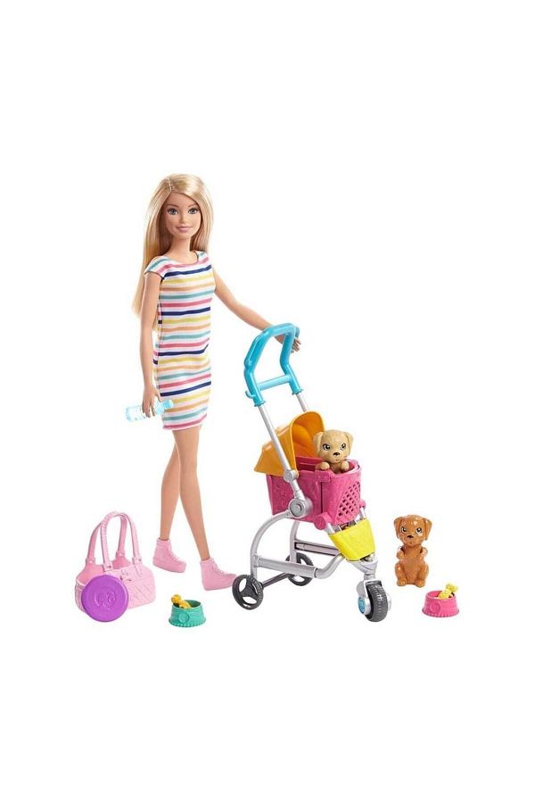 Barbie And Her Dogs Are Walking Play Set With Baby 2 Puppies And Stroller Ghv92 Trendyol