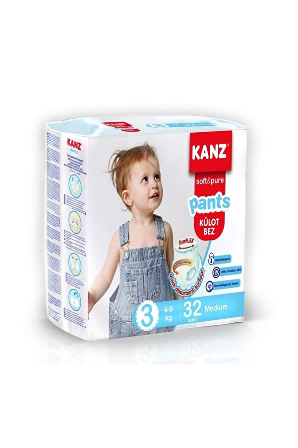 Kanz Bebek Külot Bez 4-9 Kg 3 Medium 32'li