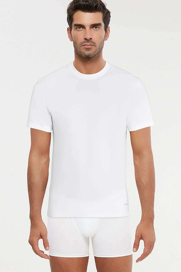 Kom-James White Crew Neck Men's T-Shirt - Pack of 2 1