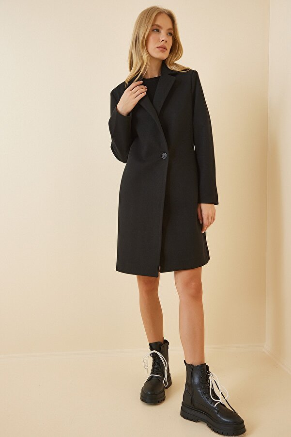 schwarzer damenmantel