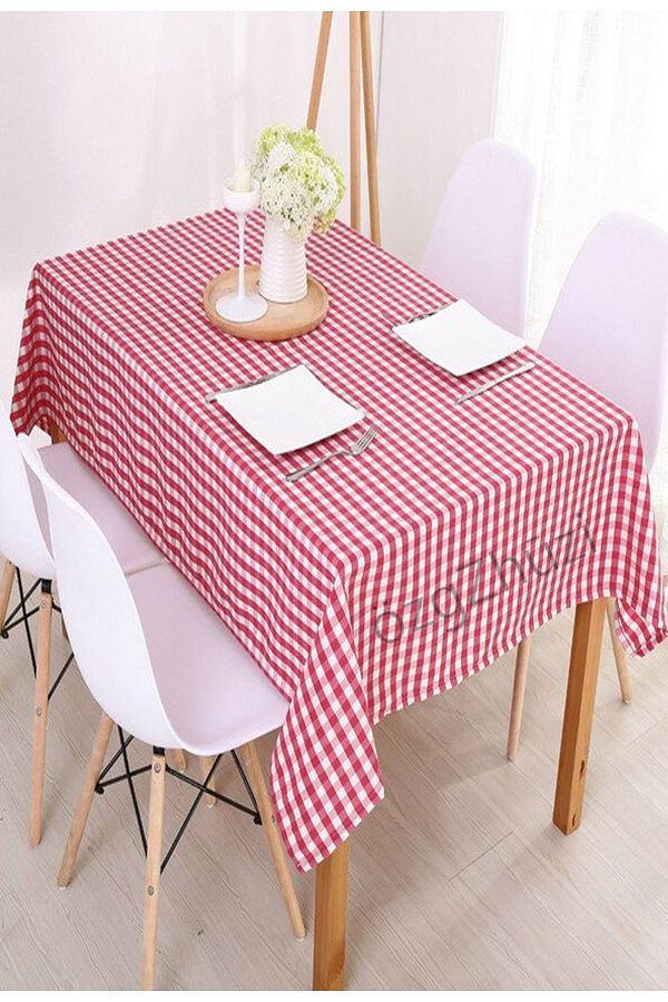 perlina home-New Year's Elegant Plaid Pattern Red Tablecloth Options (Width X Length) 1