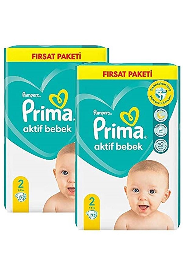 Prima Bebek Bezi Aktif Bebek 2 Beden 144 Adet Aylık Fırsat Paketi